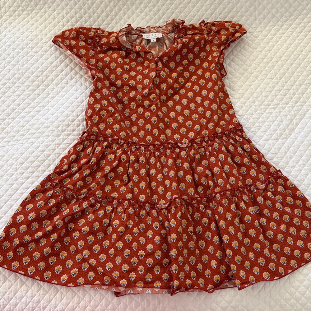 Hunter Bell Orange Floral Dress girls 8